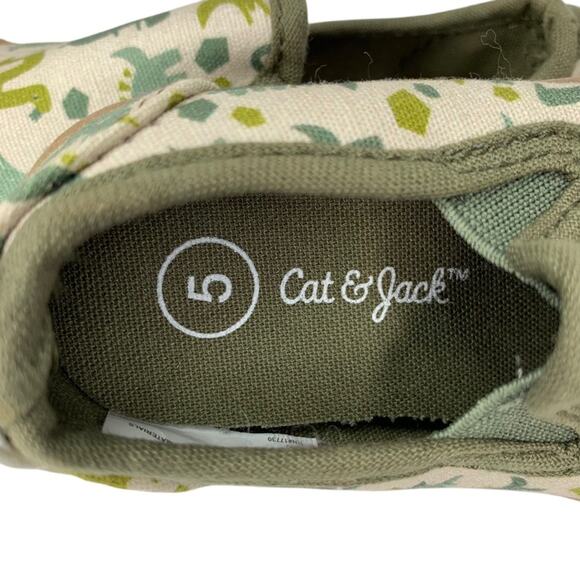 Cat & Jack NWT Dinosaurs Print Tennis Shoes Green and Beige Size 5 Toddler - Picture 7 of 10